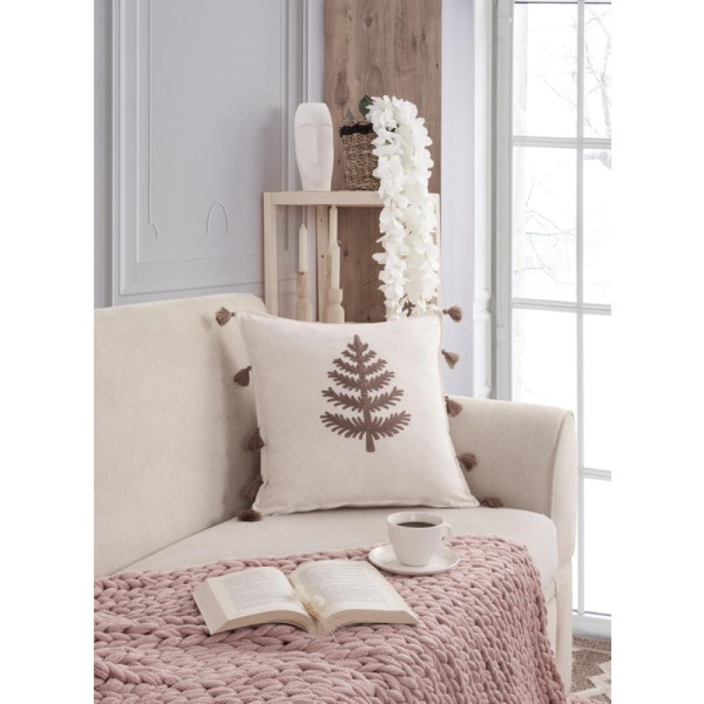 Viaden Bahar 45 x 45 cm Nakışlı Kırlent - Kahve Kırlent / Mobilya Yastığı Fiyatı