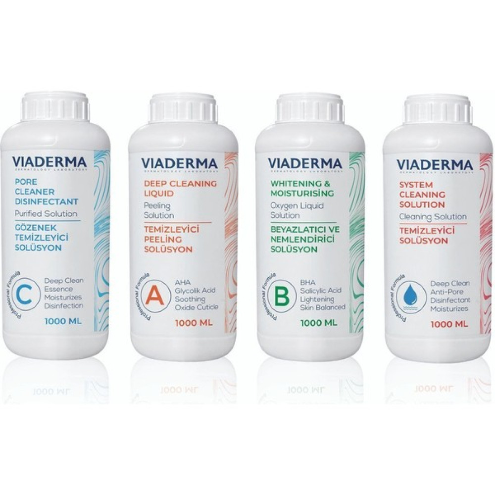 Viaderma Hydrafacial Seti Beyazlatıcı Gözenek Temizleyici Peeling Solüsyonlar 4 Adet 4000 ml Cilt Temizleme ve Peeling Fiyatı