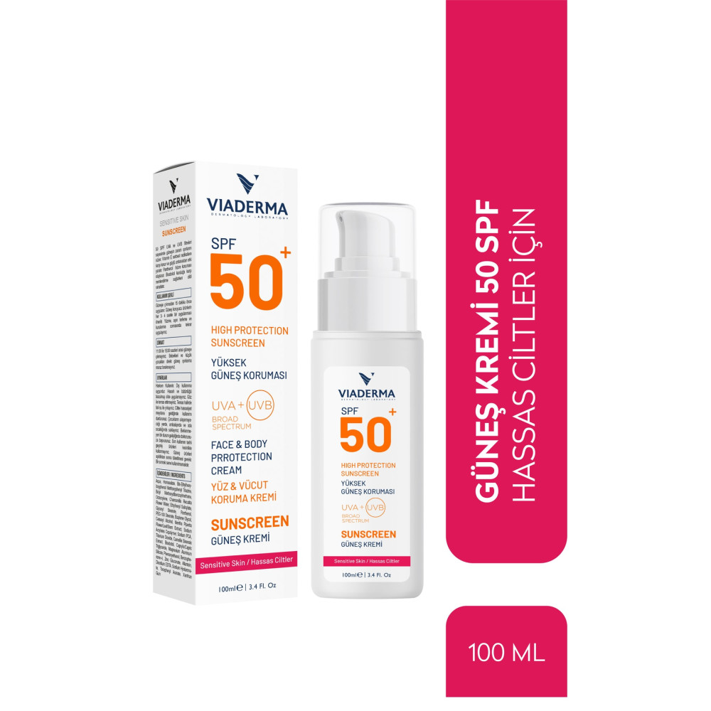Viaderma SPF+50 Hassas Kuru & Kızarık Ciltler İçin Yüksek Korumalı Yüz & Vücut Güneş Kremi 100 ml Güneş Kremleri ve Losyonları Fiyatı