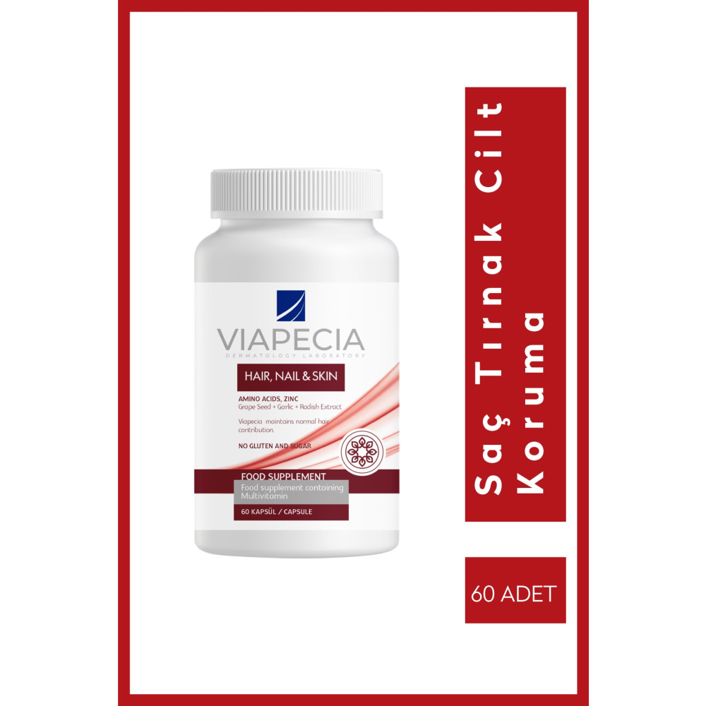 Viapecia Saç Cilt Tırnak Koruma Için Vitamin Takviye Edici Gıda 60 Tablet Çinko Selenyum & Folikasit Sağlık / Diyet Fiyatı
