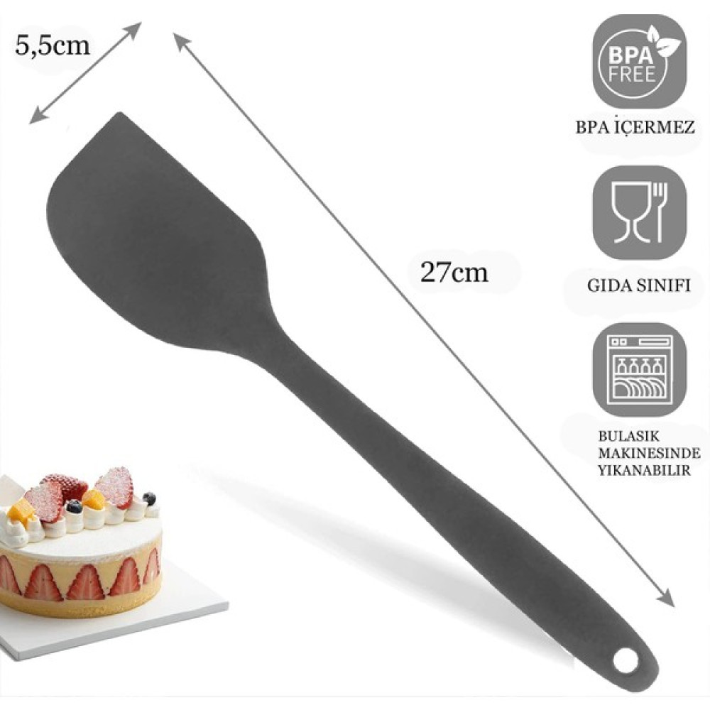Viarella Büyük Boy Yanmaz Yapışmaz Spatula - Gri Mutfak Gereçleri Fiyatı
