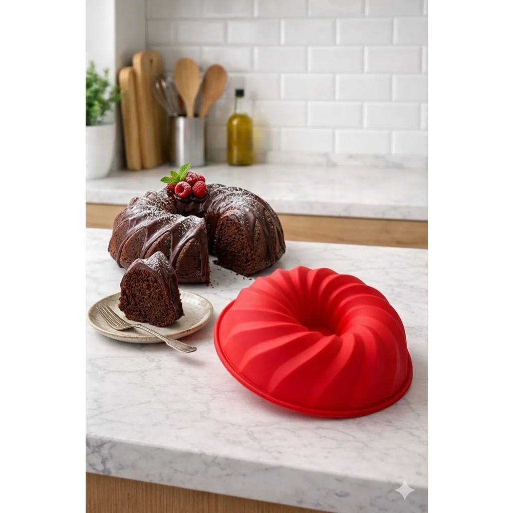 Viarella Kırmızı Silikon Oval Kek Kalıbı 27 cm Çap 6 cm Derinlik Yüksek Isıya Dayanıklı Silicone Cake Pan Diğer Fiyatı