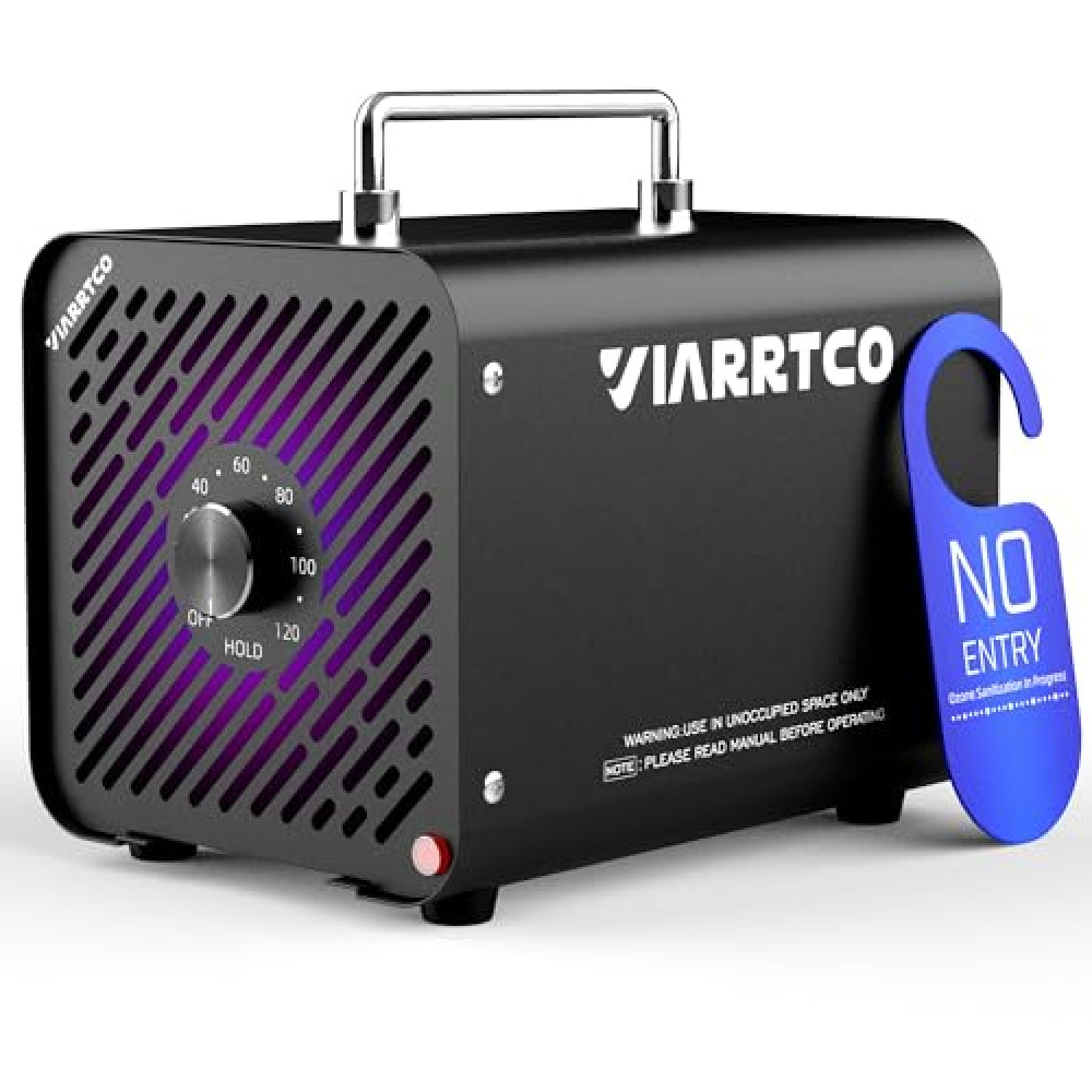 VIARRTCO Ozone Machine Generator 30000mg/h - 6000+ Sq. Ft. Ozone Machine Odor Removal for Home and Car with 120min timer All Metallic Black