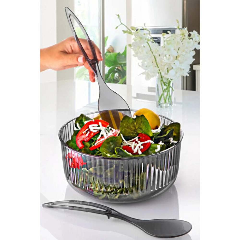 Viatom Akrilik Avantajlı Büyük Boy Salata Kase Seti 22.5 cm - Servis Çatalı & Kaşığı Antrasit Kase Fiyatı