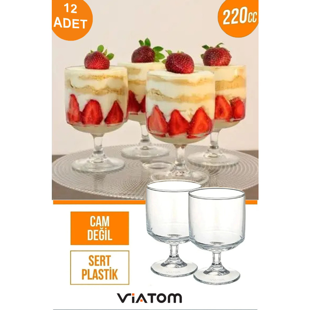 ViATOM Magnolia Tatlı Sunum Bardağı 12lı Mika Magnolya Dondurma Puding Kasesi (CAM DEĞİLDİR) Kase Fiyatı