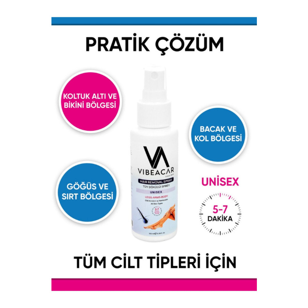 VIBEACAR Unisex Tüy Dökücü Krem Sprey 100 Ml Tüy Dökücüler ve Azaltıcılar Fiyatı