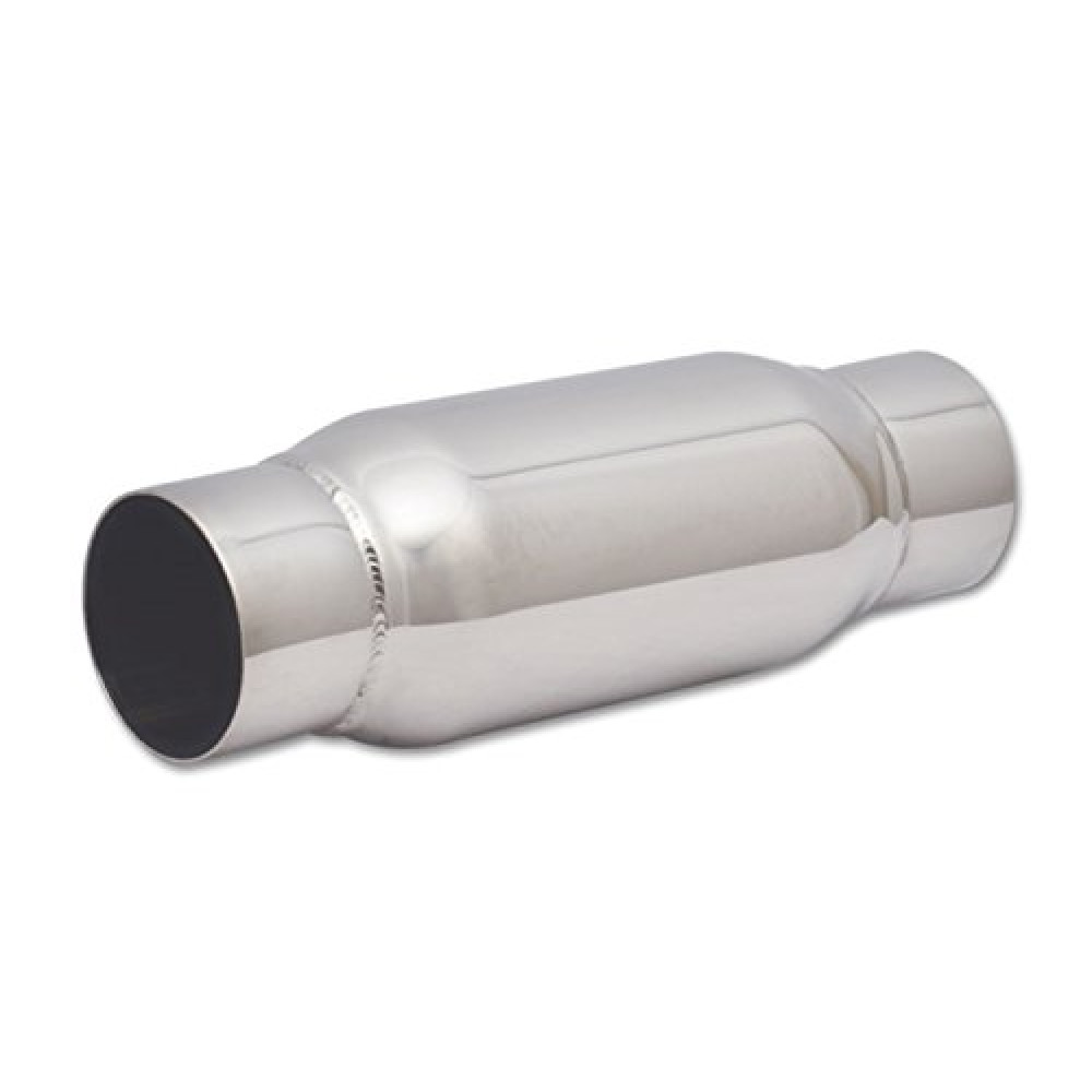 VIBRANT Performance 1794 Bottle Style Resonator 3in Inlet/Outlet x 12in L, 1 Pack, Silver