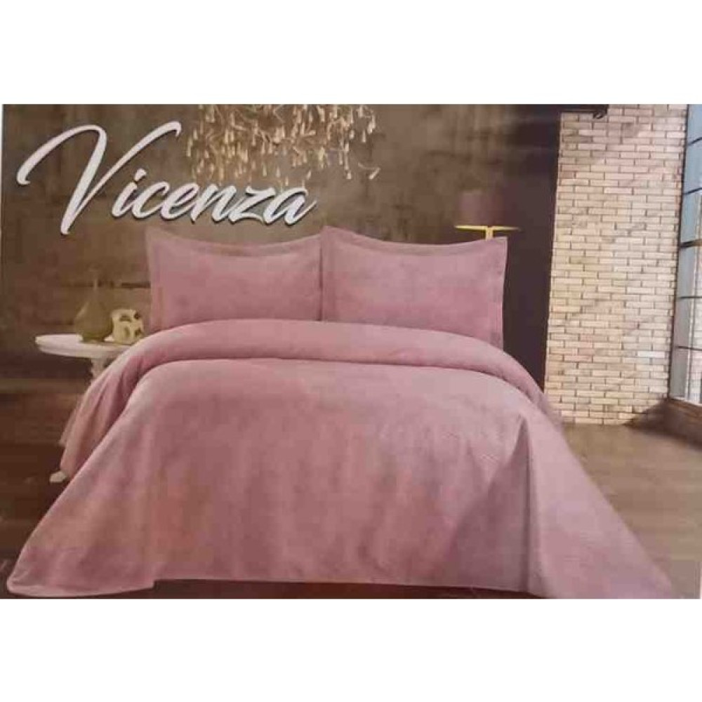 Vicenza Çift Kişilik Yatak Örtüsü & Volanlı Yastık Kılıfı*Takım - 240 x 260 cm - Gül Kurusu Yatak Örtüsü Fiyatı