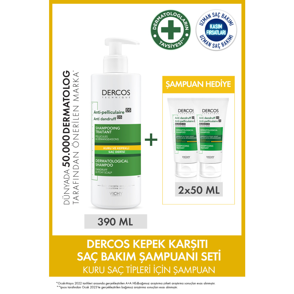 Vichy Dercos Kepek Karşıtı Saç Bakım Şampuanı Seti (KURU SAÇLAR) Saç Bakımı Fiyatı