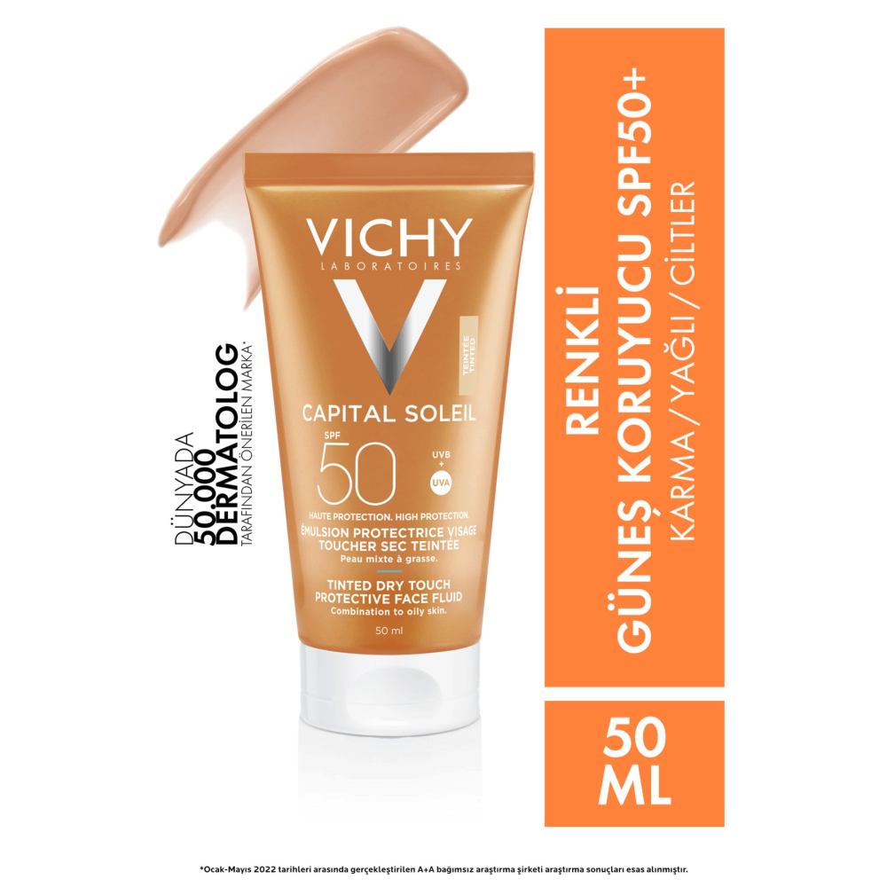 Vichy Ideal Soleil Karma Ve Yağlı Cilt Spf50 Renkli Güneş Koruyucu Emülsiyon 50ml Güneş Kremleri ve Losyonları Fiyatı