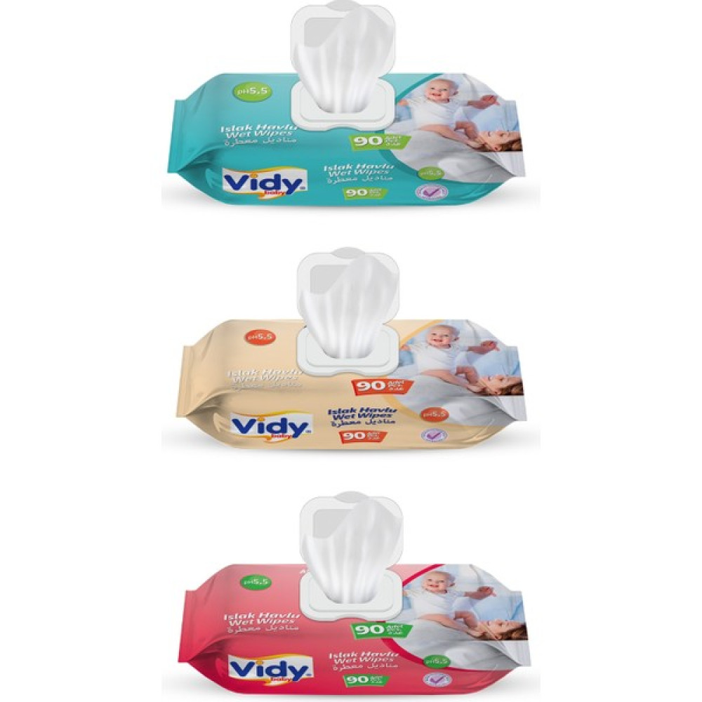 Vidy Baby Sensitive Bebek Islak Havlu 90×3 Paket ( 270 Yaprak ) Bebek Bakım Fiyatı