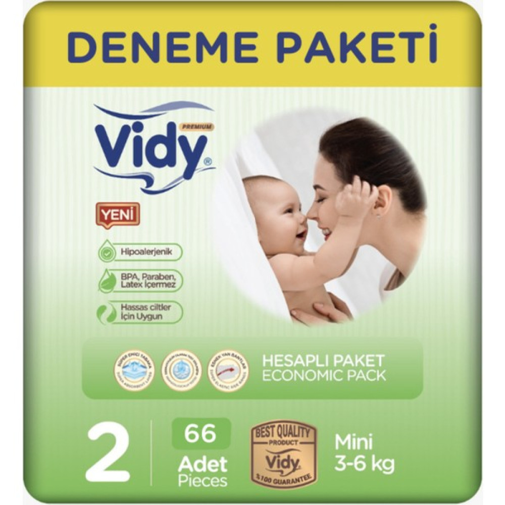 Vidy Bebek Bezi 2 Numara Mini Premium 66 Adet Jumbo Paket 3-6 kg Oto Boyaları Fiyatı