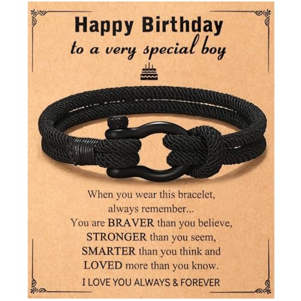 ViEinkaufen Boys Bracelet, Black Teenage Boy Birthday Bracelet Gifts, Cool Presents for 13 14 15 16 17 18 Year Olds Boy