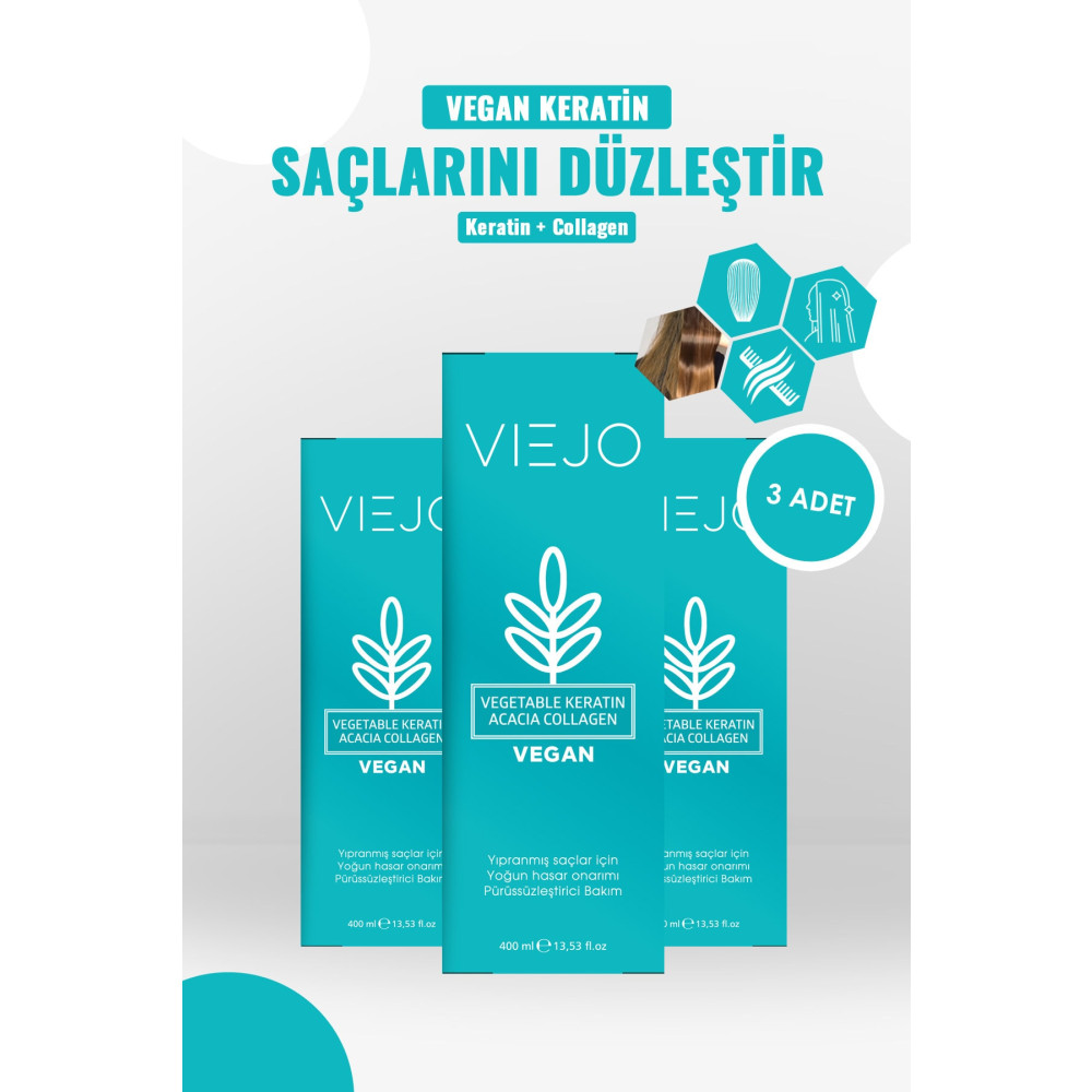 Viejo 3 Adet - Vegan Saç Keratini - Collagen - Saç Düzleştirici Şampuan ve Saç Kremi Fiyatı