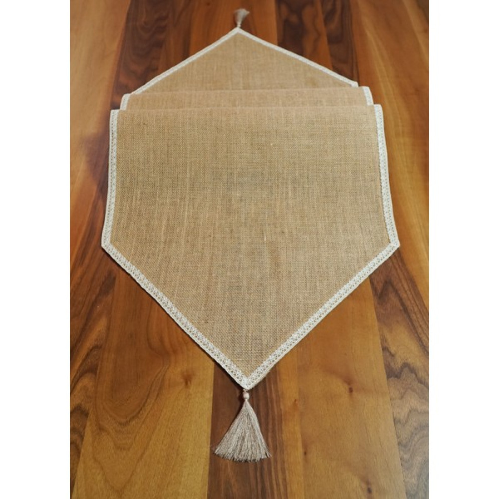 Viemso Dantel Kenarlı Doğal Jüt Runner - Bej - 40 x 150 cm Masa Örtüsü Fiyatı