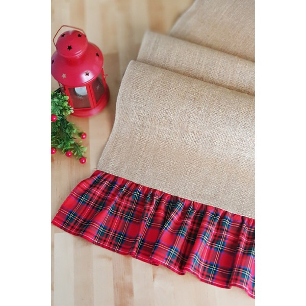 Viemso Jüt Runner Ekose Fırfırlı - Açık Krem - 45 x 230 cm Masa Örtüsü Fiyatı
