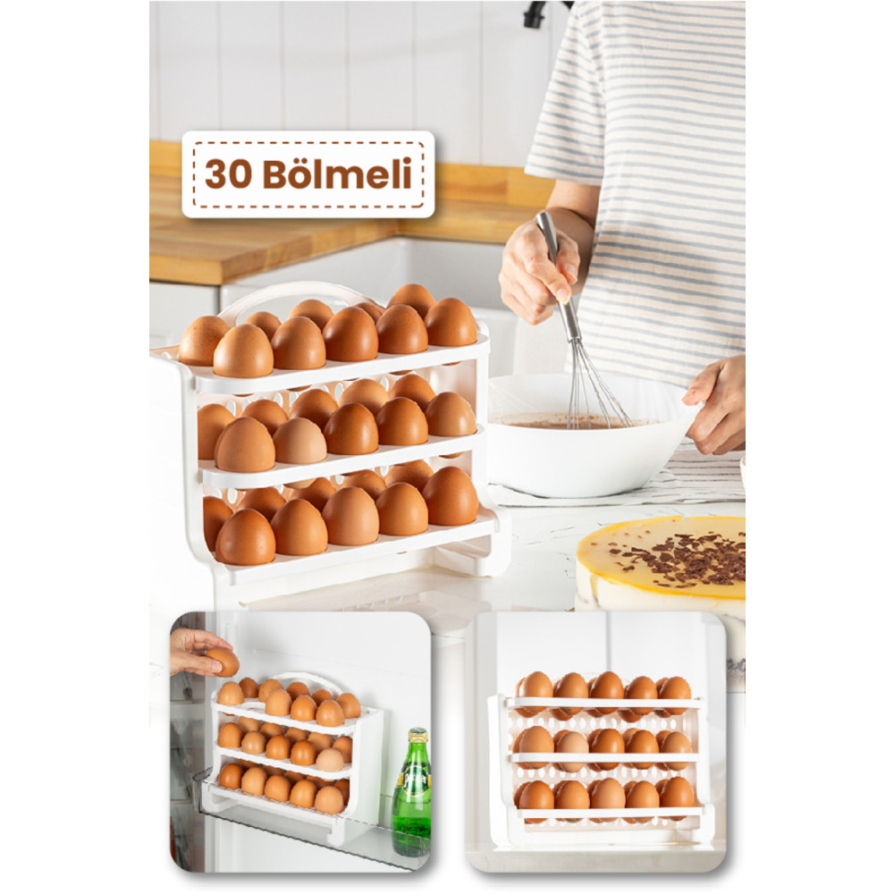 Vienev 30 Bölmeli Yumurta Rafı Saklama Kabı Beyaz Saklama Kapları Fiyatı