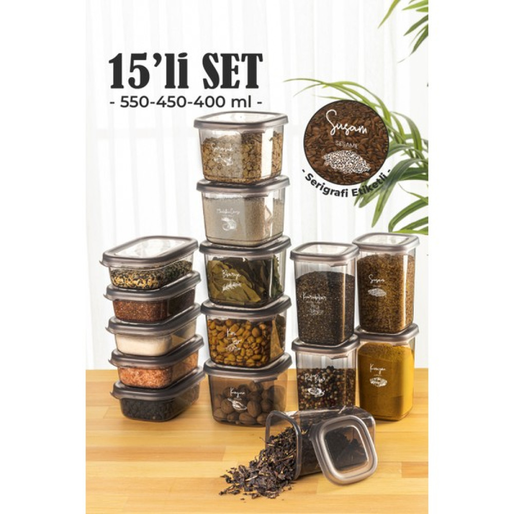 Vienev Etiketli 15'li Süper Set Baharat Saklama Kabı Seti 5x(0,40 0,45 0,55) Baharat Setleri & Baharatlıklar Fiyatı