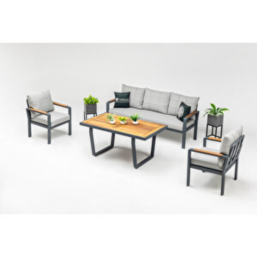 Vieno Home Garden Calidus 3'lü Alüminyum Oturma Grubu Antrasit Bahçe Mobilyası Takımı Fiyatı