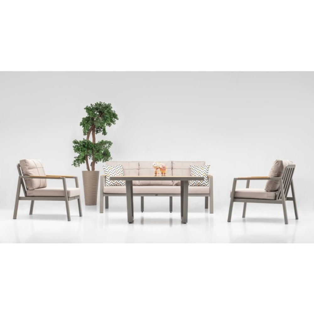 Vieno Home Garden Efes Alüminyum 3'lü Bahçe Balkon Oturma Grubu Cappuccino Bahçe Mobilyası Takımı Fiyatı