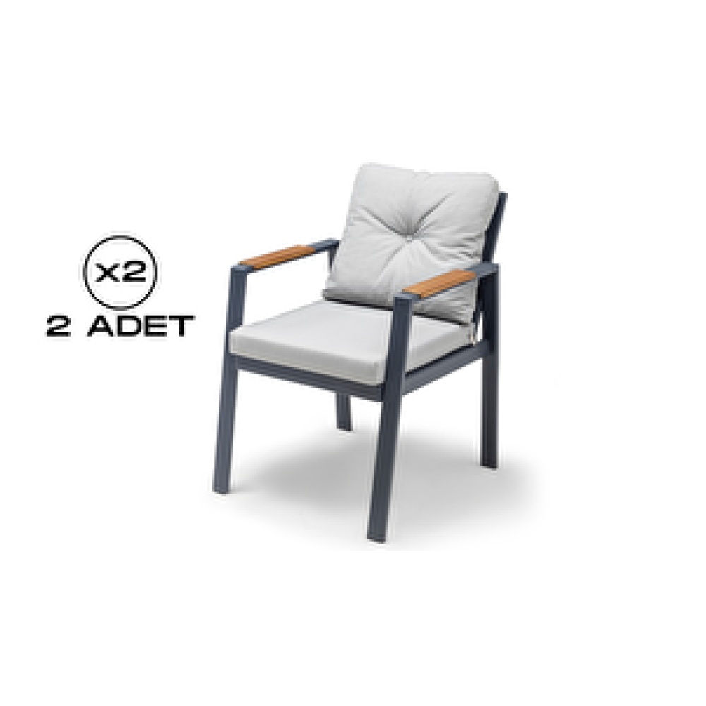 Vieno Home Garden Efes Alüminyum Bahçe Balkon Sandalye Antrasit (2 Adet) Bahçe Sandalyesi Fiyatı