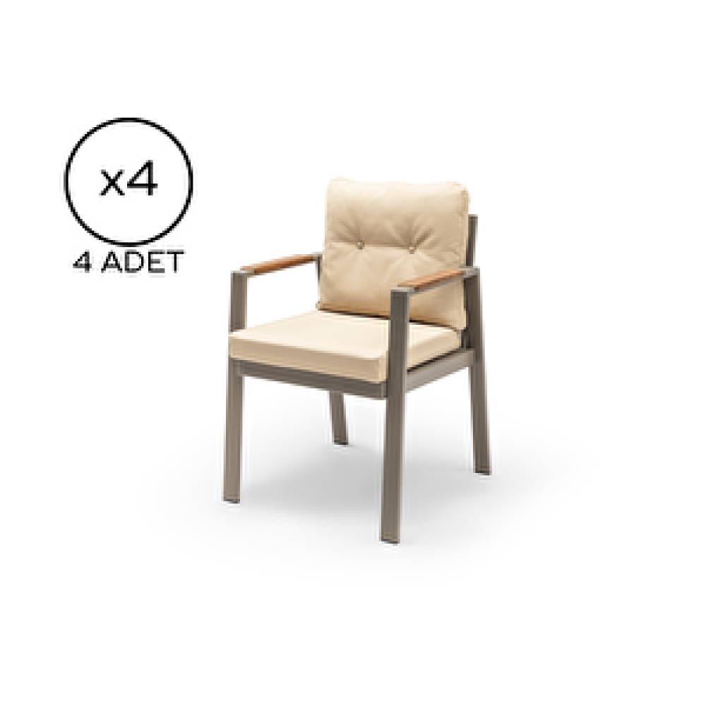 Vieno Home Garden Efes Alüminyum Bahçe Balkon Sandalye Cappuccino (4 Adet) Bahçe Sandalyesi Fiyatı