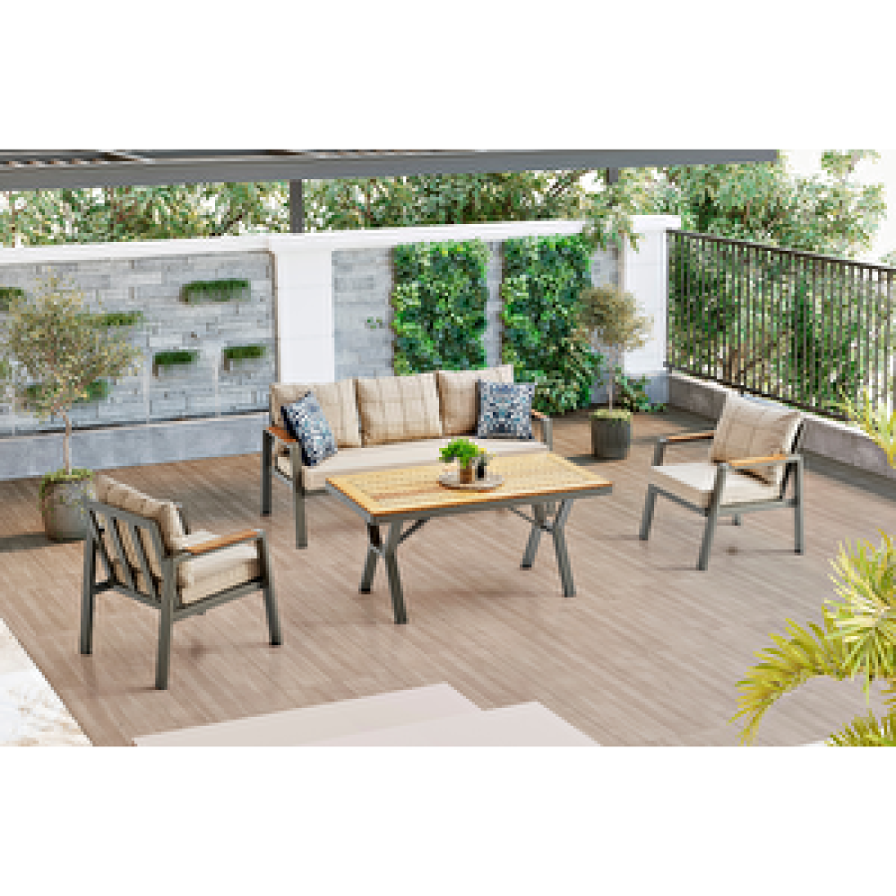 Vieno Home Garden Efes Midi Alüminyum Bahçe Balkon Oturma Grubu Cappuccino Bahçe Mobilyası Takımı Fiyatı