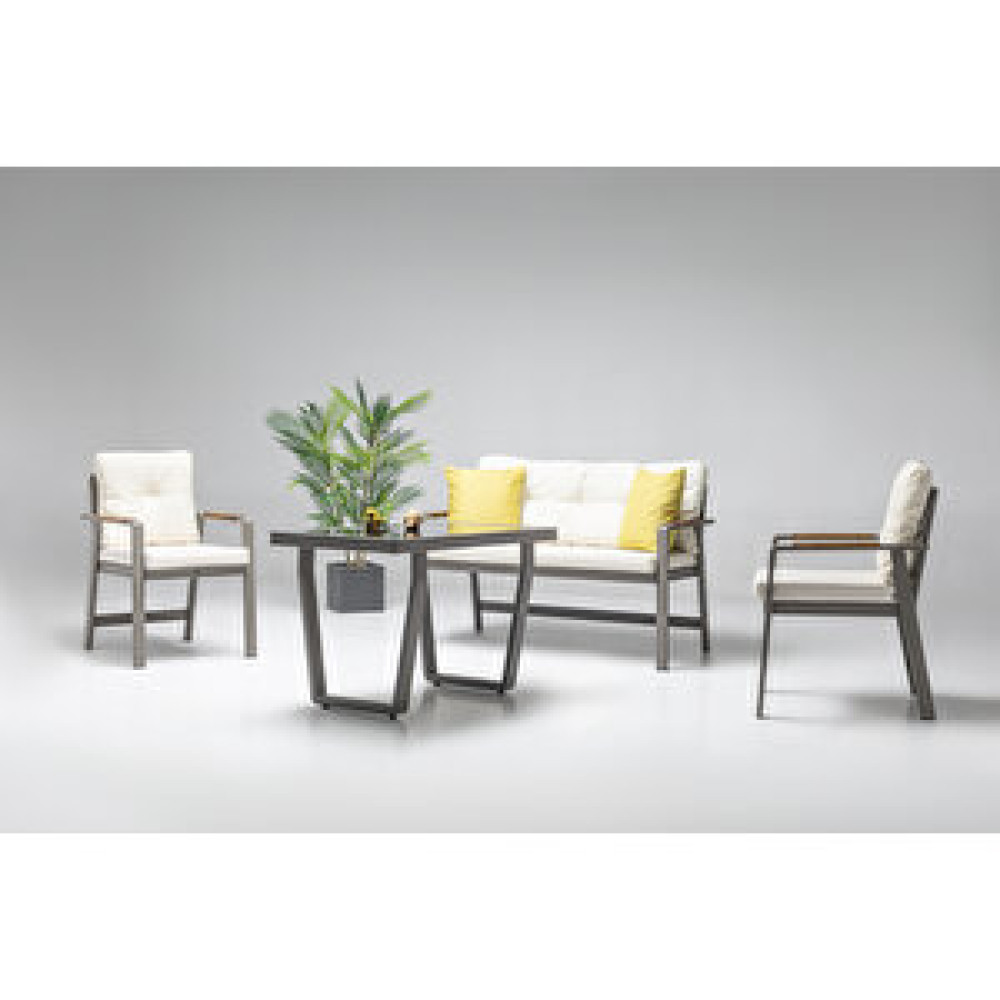 Vieno Home Garden Efes Mini Alüminyum 2'li Bahçe Balkon Oturma Grubu Cappuccino Bahçe Mobilyası Takımı Fiyatı