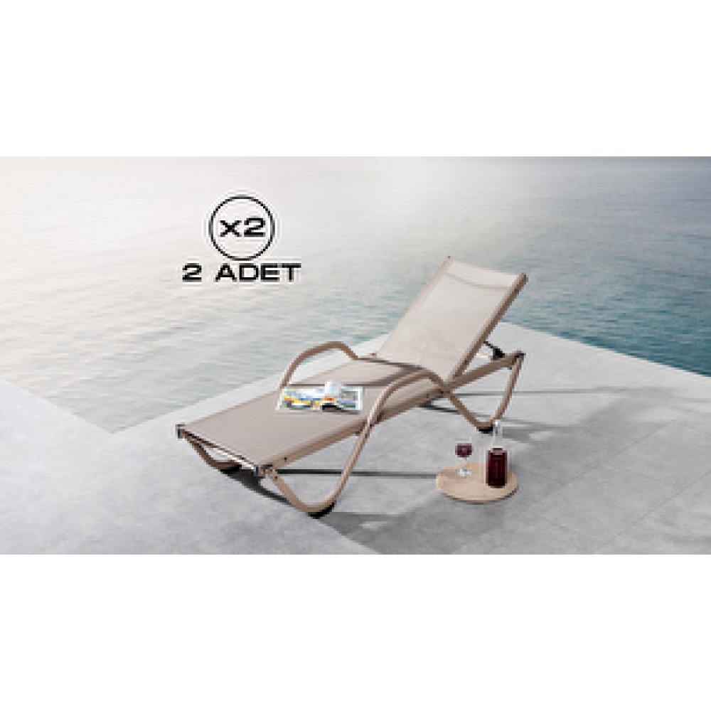 Vieno Home Garden Gala Alüminyum Bahçe Balkon Şezlong Kollu Cappuccino (2 Adet) Şezlong Fiyatı