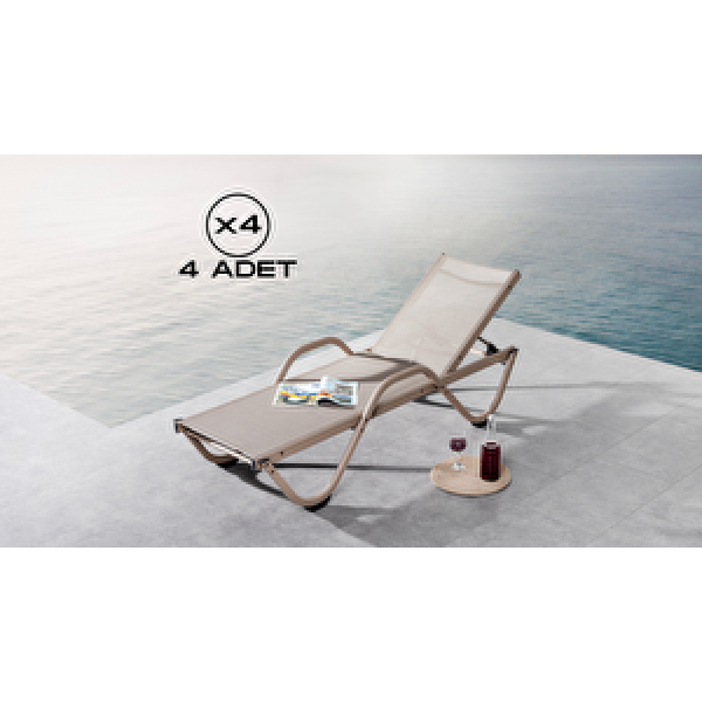 Vieno Home Garden Gala Alüminyum Bahçe Balkon Şezlong Kollu Cappuccino (4 Adet) Şezlong Fiyatı