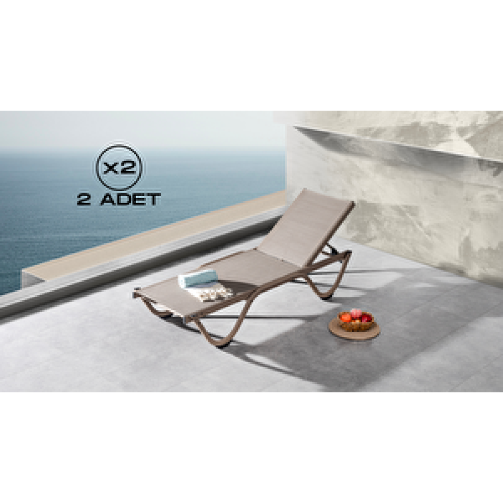 Vieno Home Garden Gala Alüminyum Bahçe Balkon Şezlong Kolsuz Cappuccino (2 Adet) Şezlong Fiyatı