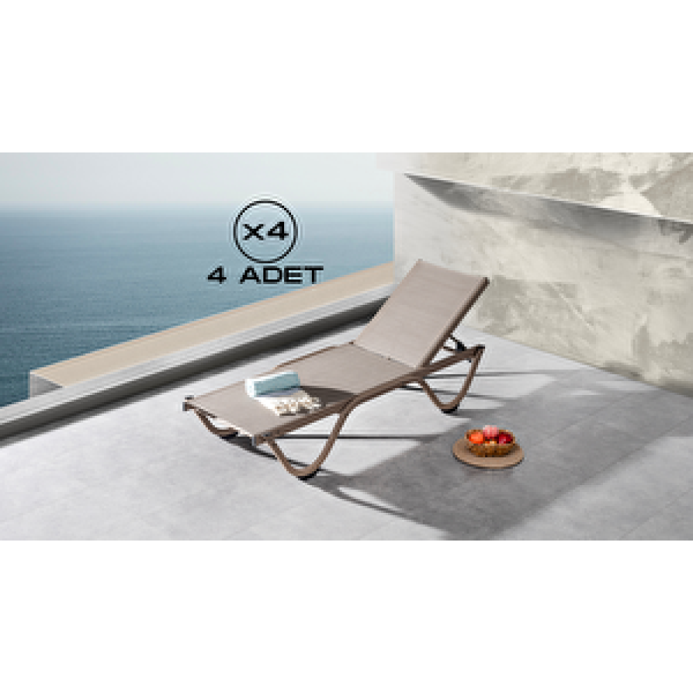 Vieno Home Garden Gala Alüminyum Bahçe Balkon Şezlong Kolsuz Cappuccino (4 Adet) Şezlong Fiyatı