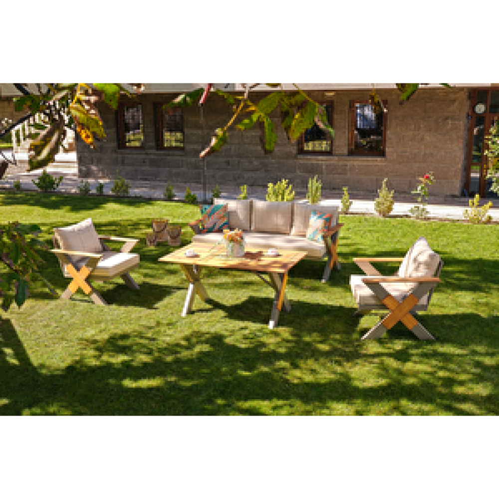 Vieno Home Garden Lotus Alüminyum Bahçe Balkon Oturma Grubu Cappuccino Bahçe Mobilyası Takımı Fiyatı