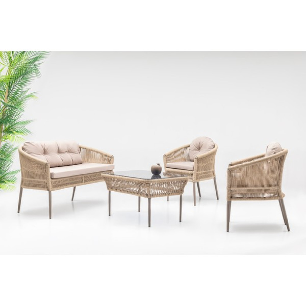 Vieno Home Garden Mitra Mini Alüminyum Ip Örme 2'li Bahçe Balkon Oturma Grubu Cappuccino Oto Boyaları Fiyatı