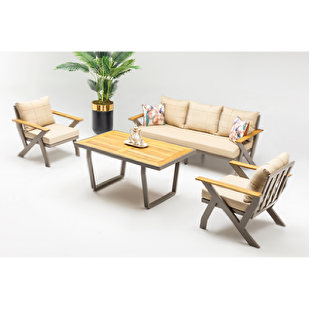 Vieno Home Garden Norma Alüminyum Bahçe Balkon Oturma Grubu Cappuccino Bahçe Mobilyası Takımı Fiyatı