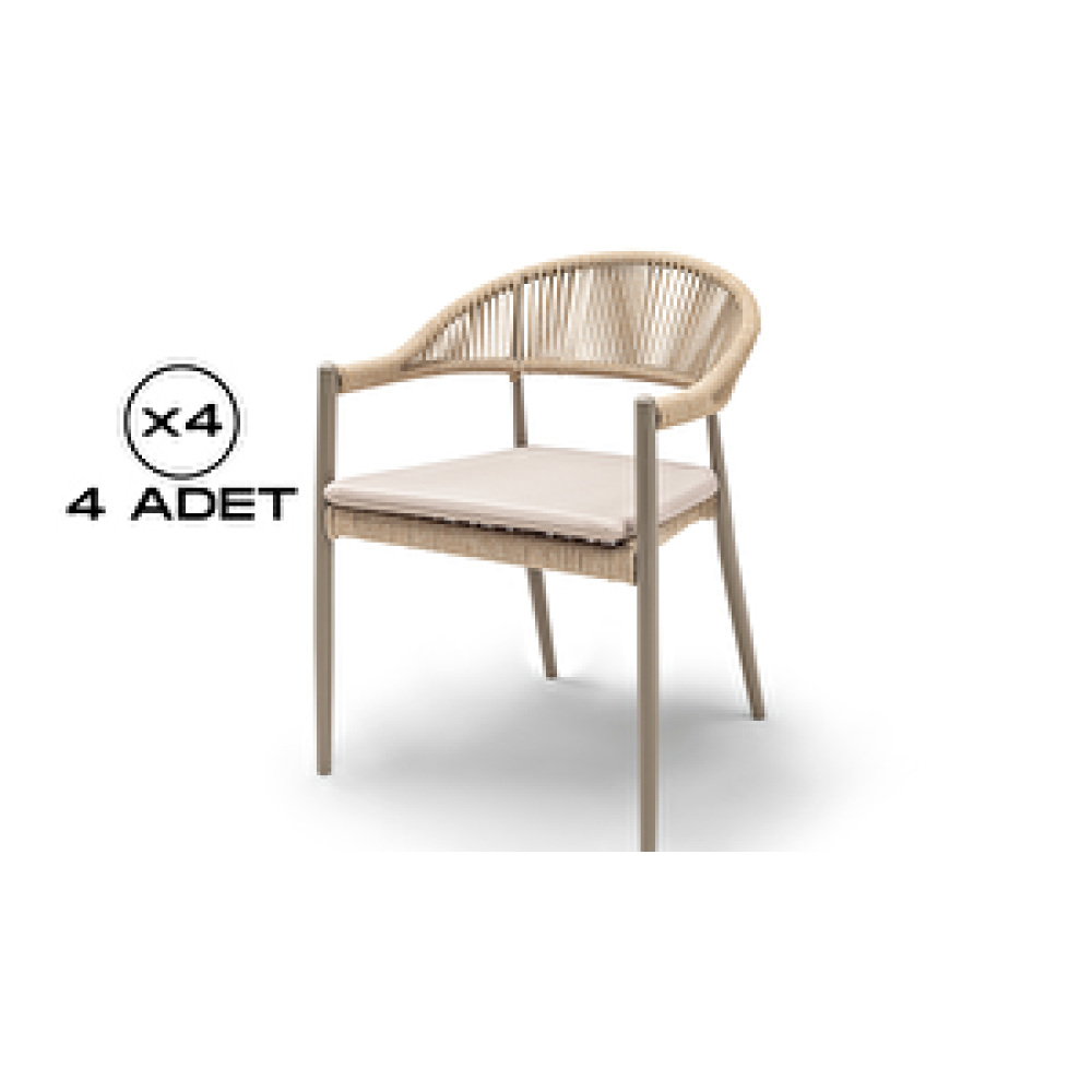 Vieno Home Garden Rita Alüminyum Bahçe Balkon Sandalye Cappuccino (4 Adet) Bahçe Sandalyesi Fiyatı