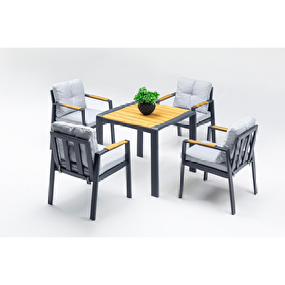 Vieno Home Garden Roxy Efes Alüminyum Bahçe Balkon Masa Takımı (80cm X 80cm) Antrasit Bahçe Masası Fiyatı