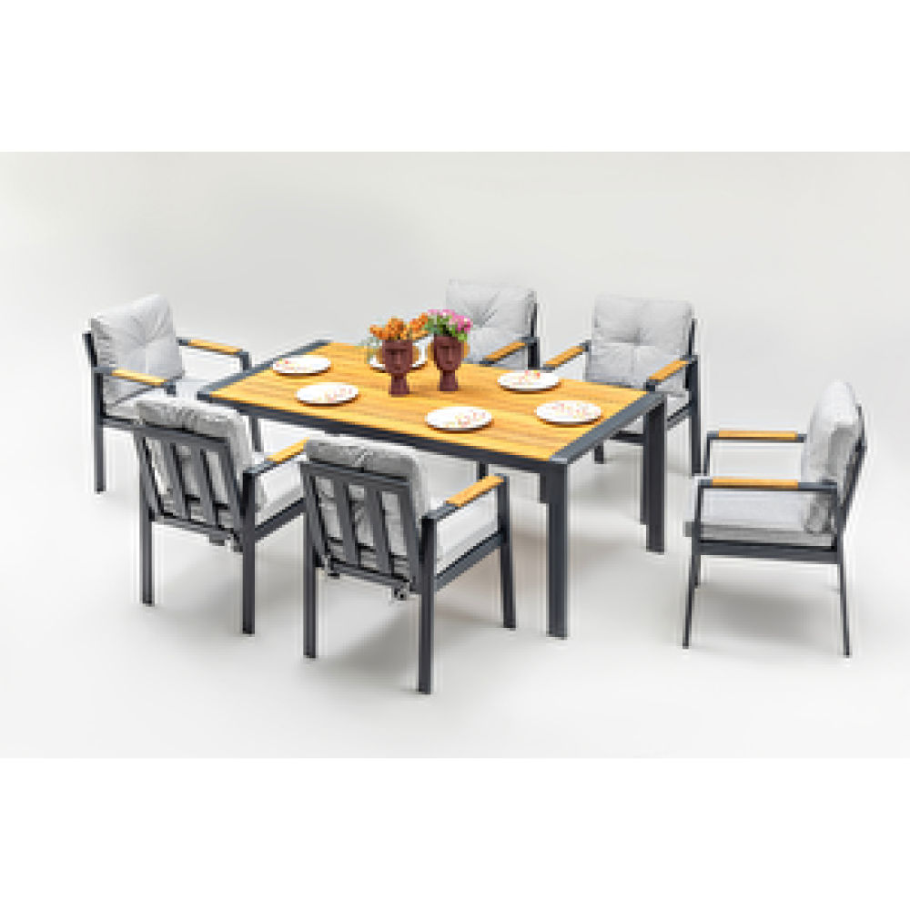 Vieno Home Garden Roxy Efes Alüminyum Bahçe Balkon Masa Takımı (90cm X 160cm) Antrasit Bahçe Mobilyası Takımı Fiyatı