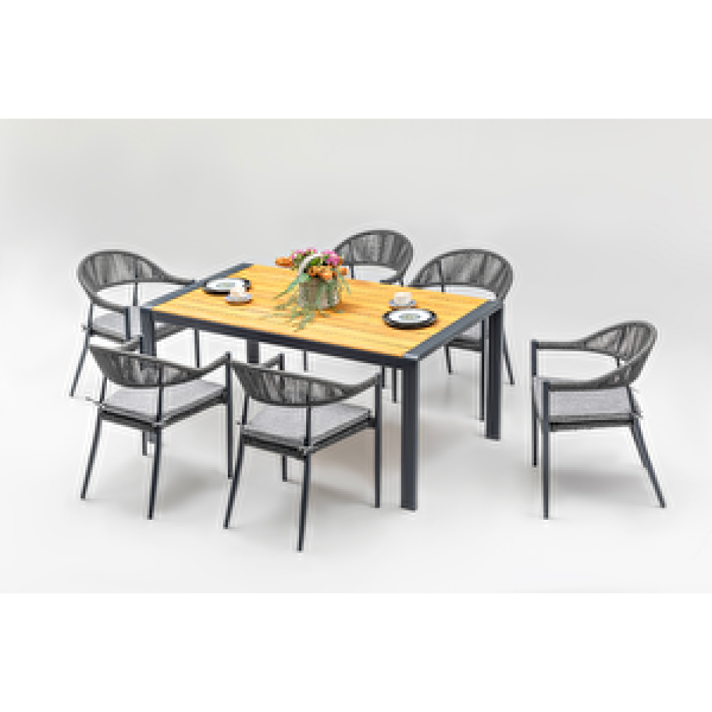 Vieno Home Garden Roxy Rita Alüminyum Bahçe Balkon Masa Takımı (90cm X 160cm) Antrasit Bahçe Mobilyası Takımı Fiyatı