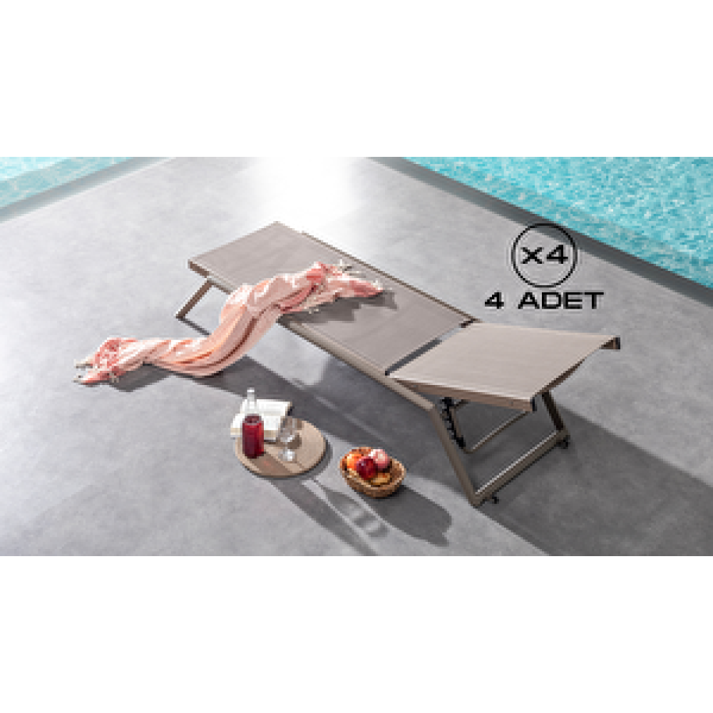 Vieno Home Garden Vegas Alüminyum File Bahçe Balkon Şezlong Cappuccino (4 Adet) Şezlong Fiyatı