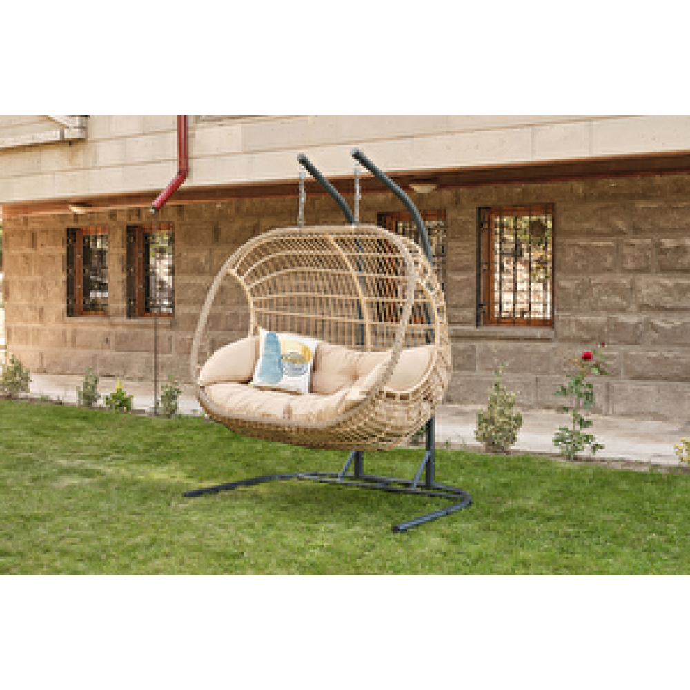 Vieno Home Garden Victoria İkili Rattan Bahçe Balkon Salıncak Cappuccino Bahçe Salıncağı Fiyatı