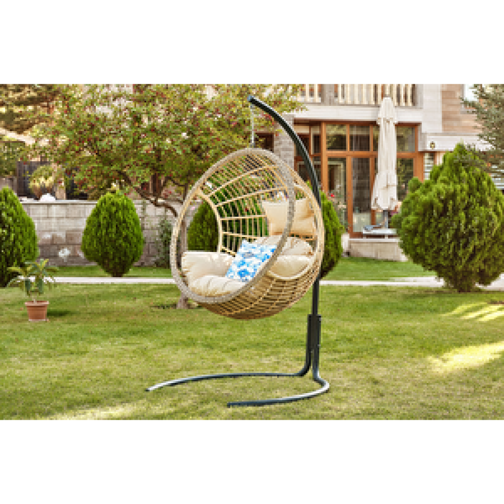 Vieno Home Garden Victoria Tekli Rattan Bahçe Balkon Salıncak Cappuccino Bahçe Salıncağı Fiyatı