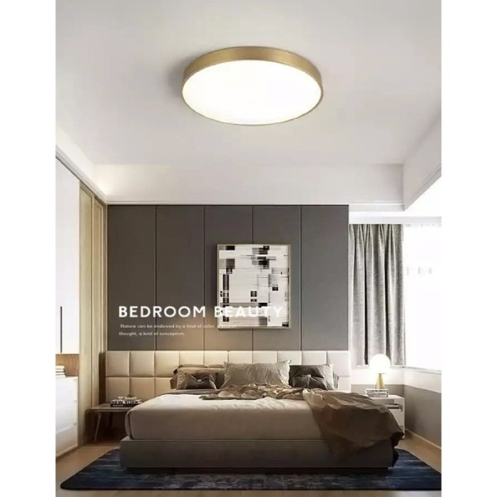 Vies Teknoloji Mat Gold Sarı LED Panel Avize Tavana Sıfır 6500K Buz Beyazı Işık Avize Fiyatı