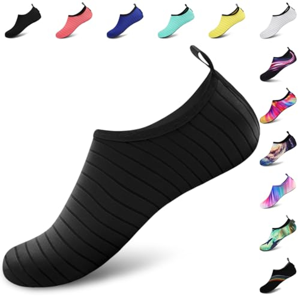 VIFUUR Water Sports Shoes Barefoot Quick-Dry Aqua Yoga Socks Slip-on for Men Women A Black 44-45