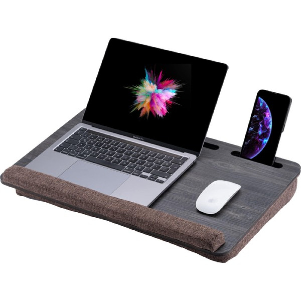 Vigo Wood Minderli Laptop Sehpası 15.6" ve 17.3" Taşınabilir Notebook, Tablet ve Telefon Bölmeli Masa - Y: 8 cm D: 35 cm G: 54 cm - Gri Sehpa Fiyatı