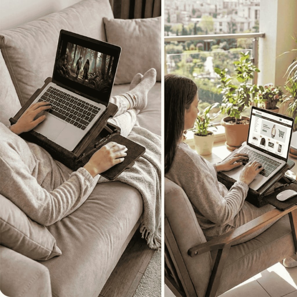 VigoWood Minderli Eğim Ayarlanabilir Mausepadli Laptop SEHPASI-LS057 - Antik Dark Diğer Fiyatı