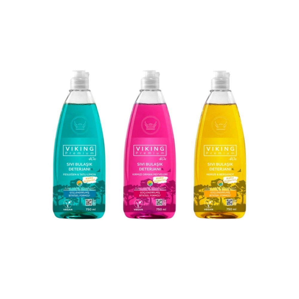 Viking Premium Bulaşık Deterjanı Orman Meyveleri&fesleğen-limon&nergis-bergamot 750 Ml 3 Adet Bulaşık Yıkama Fiyatı
