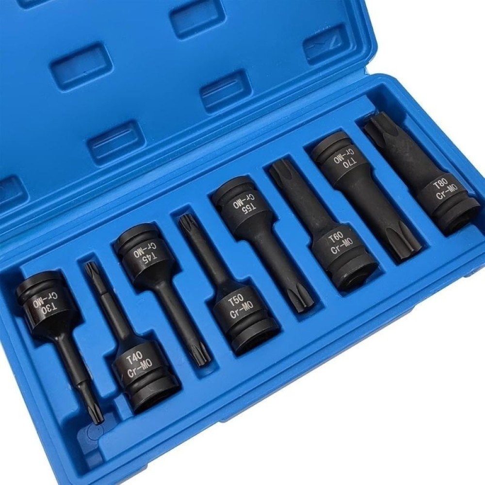 Vıktec 8 Parça 1/2 Havalı Darbeli Torx Lokma Seti (T30-T40-T45-T50-T55-T60-T70-T80) Lokma Takımı Fiyatı