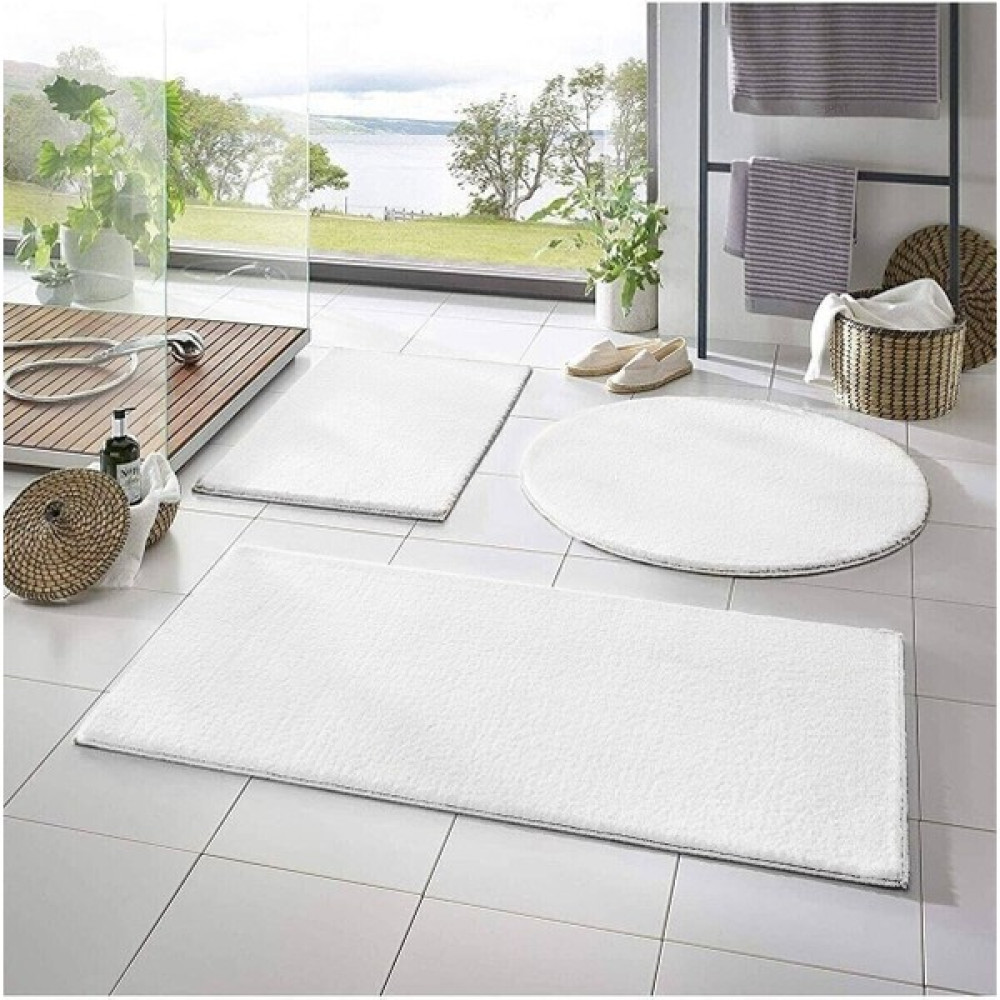 Vila Nova Home (100 x 60 cm - 60 x 40 cm - 60 x 60 cm Daire) 3'lü Beyaz Peluş Post Yumuşak Yıkanabilir Banyo Halısı Klozet Takımı Klozet Takımı Fiyatı