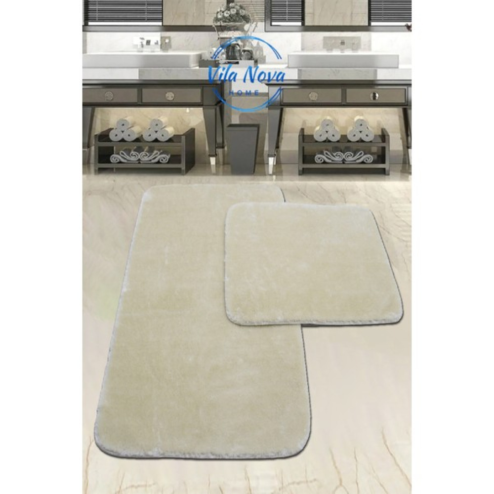 Vila Nova Home (60X100-60X50)2'LI Bej Peluş Post Yumuşak Yıkanabilir Banyo Halısı Klozet Takımı Klozet Takımı Fiyatı